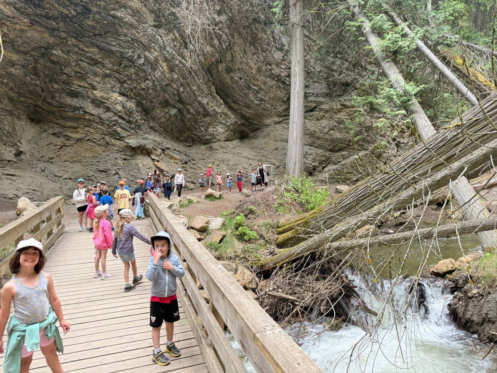Children exploring the forest boardwalk at Shuswap Kids Club